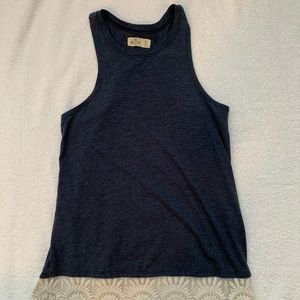 Hollister Navy Tank Top with Trim on Bottom